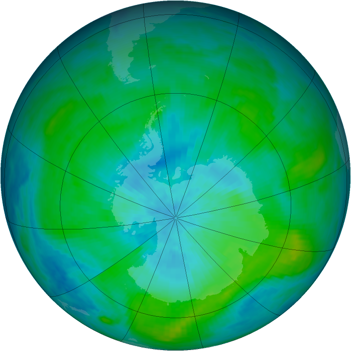 Antarctic ozone map for 27 February 1982